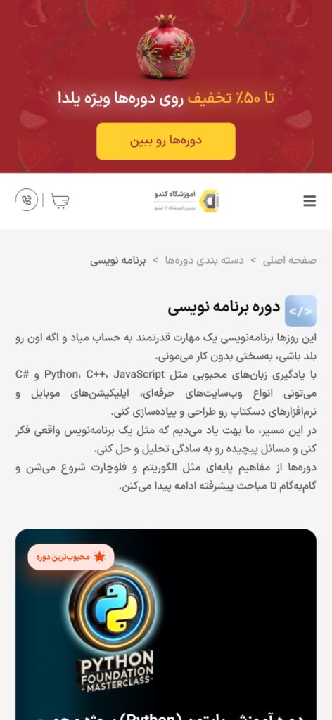 دوره های برنامه نویسی پایتون و سی شارپ در کندو